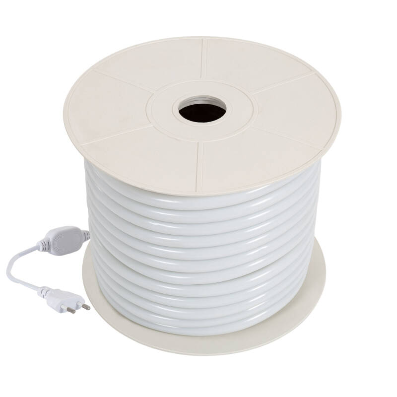 Tira LED Neón Regulable 220V BOBINA 50m Blanco Neutro Circular 360 9W/m Corte 100cm IP67