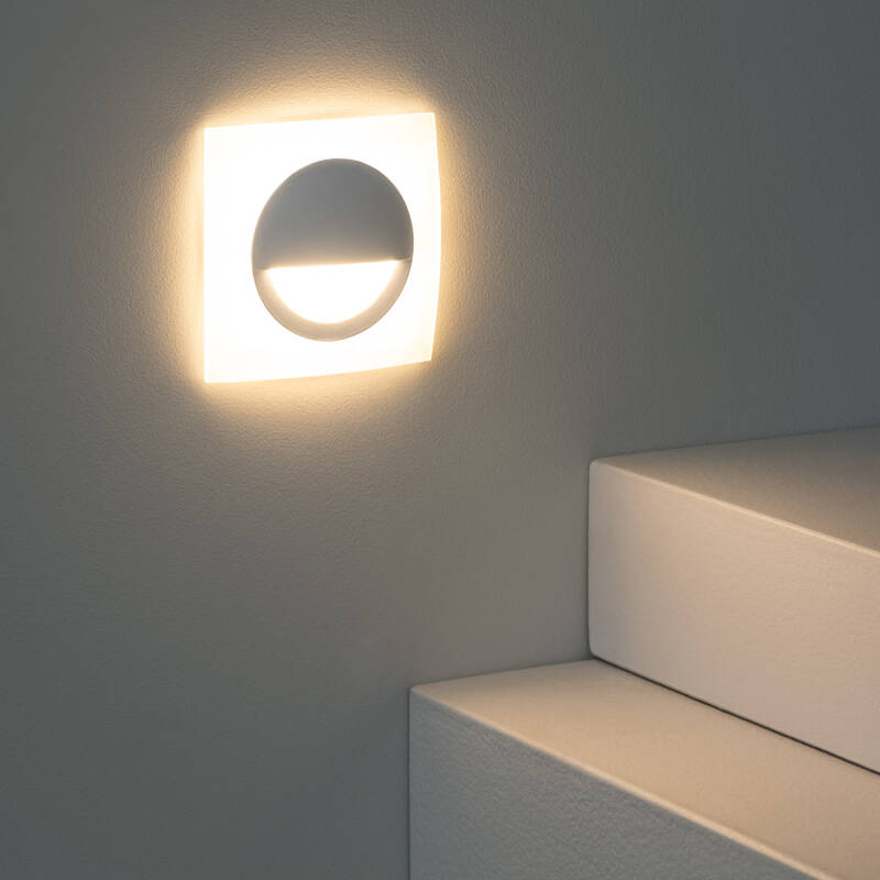 Baliza LED 3W Empotrable Pared Cuadrado Blanco Occulare