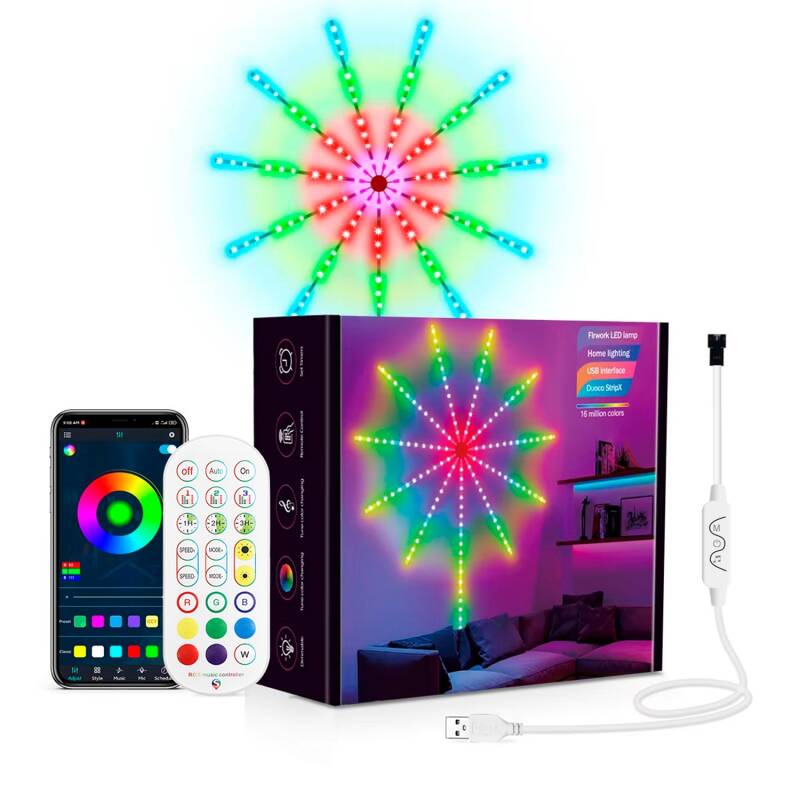 Tira LED Digital SPI RGBIC KIT Efecto Fuegos Artificiales con Control por APP y Mando