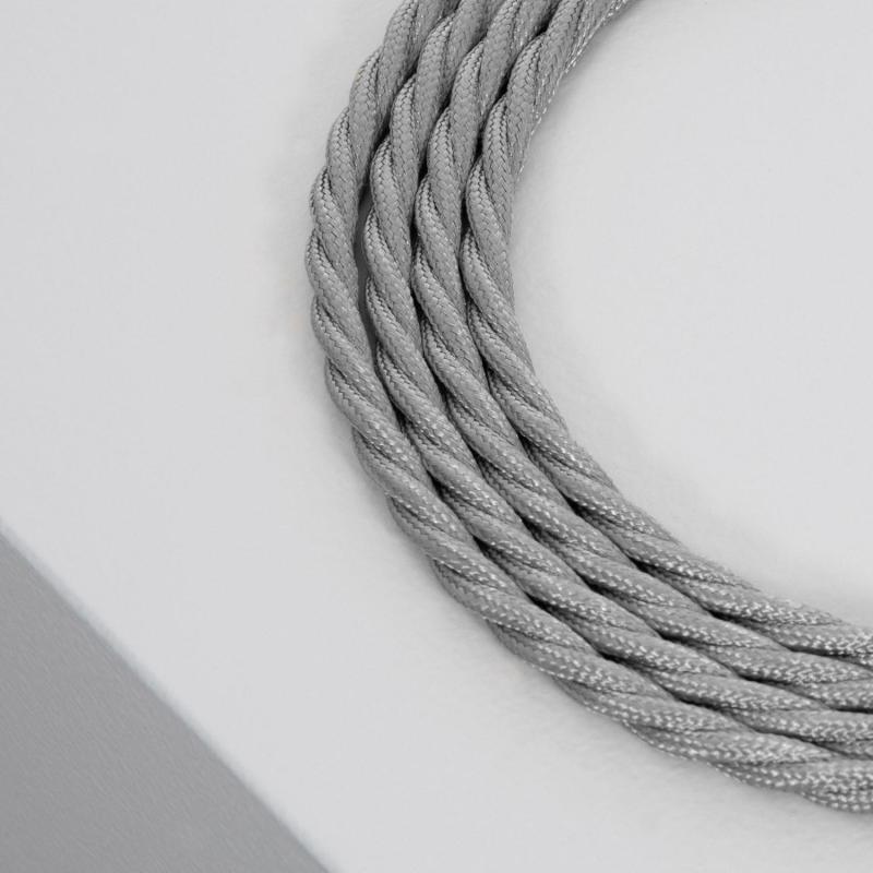 Cable Textil Eléctrico Trenzado Gris