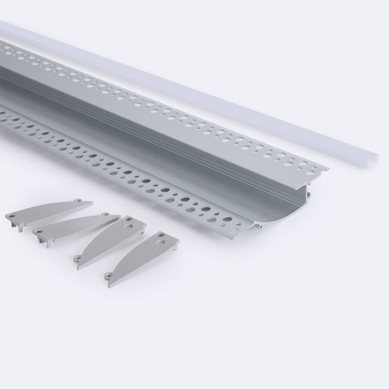 Perfil Aluminio Empotrable para Escayola/Pladur 2m para Tira LED hasta 12mm