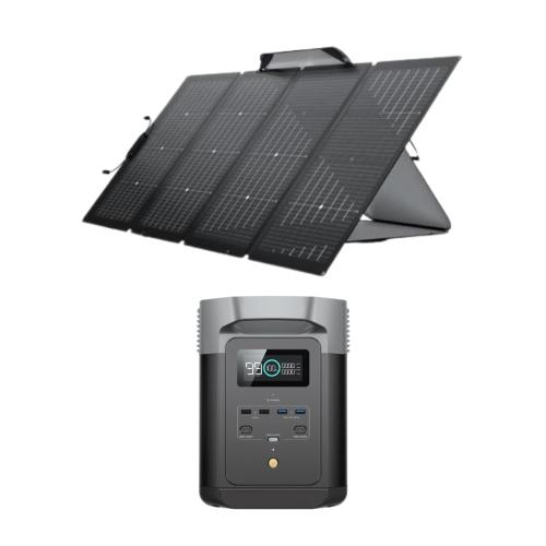 Kit Solar Portátil 12V con Panel Solar Portátil 400 W Ecoflow y Estación de Energía Delta 2