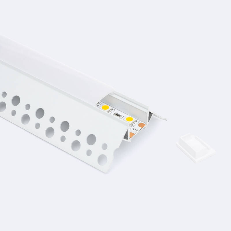 Perfil Aluminio Integrado en Escayola/Pladur Esquina Arista para Tira LED hasta 15 mm