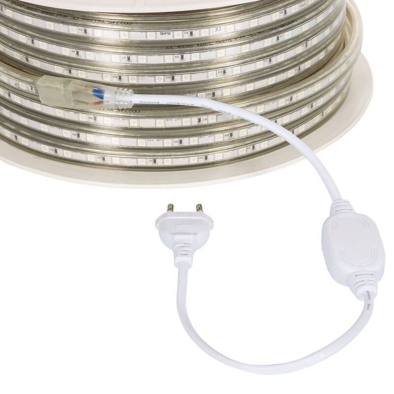 Bobina Tira LED Regulable 220V AC 60 LED/m 50m Rojo IP65 Ancho 14mm Corte cada 100 cm