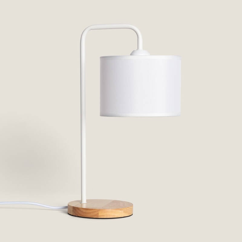 Lámpara de Mesa de Tela y Madera Jedali