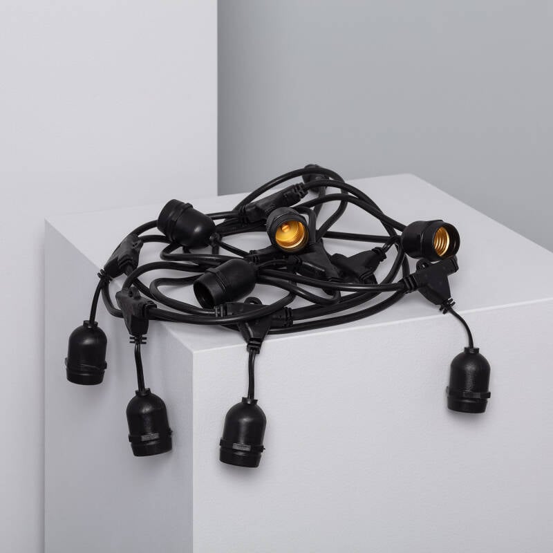 Guirnalda Luces Exterior con 8 Portalámparas E27 5.5m Negro IP65