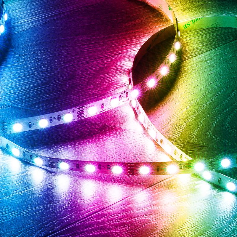 Tira LED 12V RGB SMD 60 LED/m 5m 9W/m Ancho 10mm Corte 5cm IP20