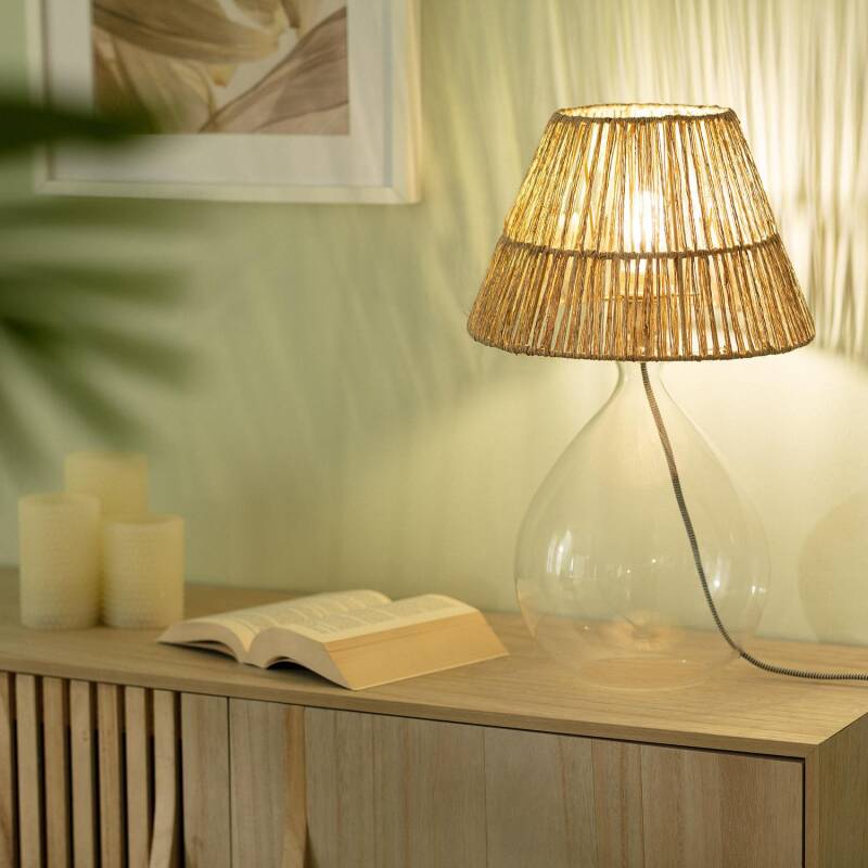 Lámpara de Mesa Yute y Cristal Aurora