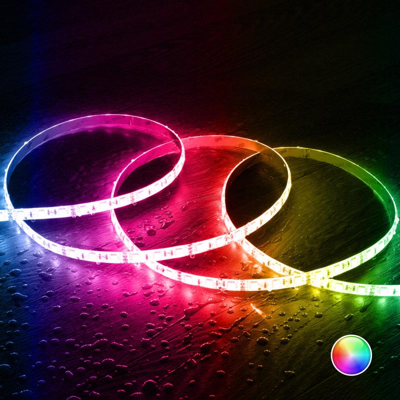 Tira LED 12V RGB SMD 60 LED/m 5m 9W/m Ancho 10mm Corte 5cm IP65