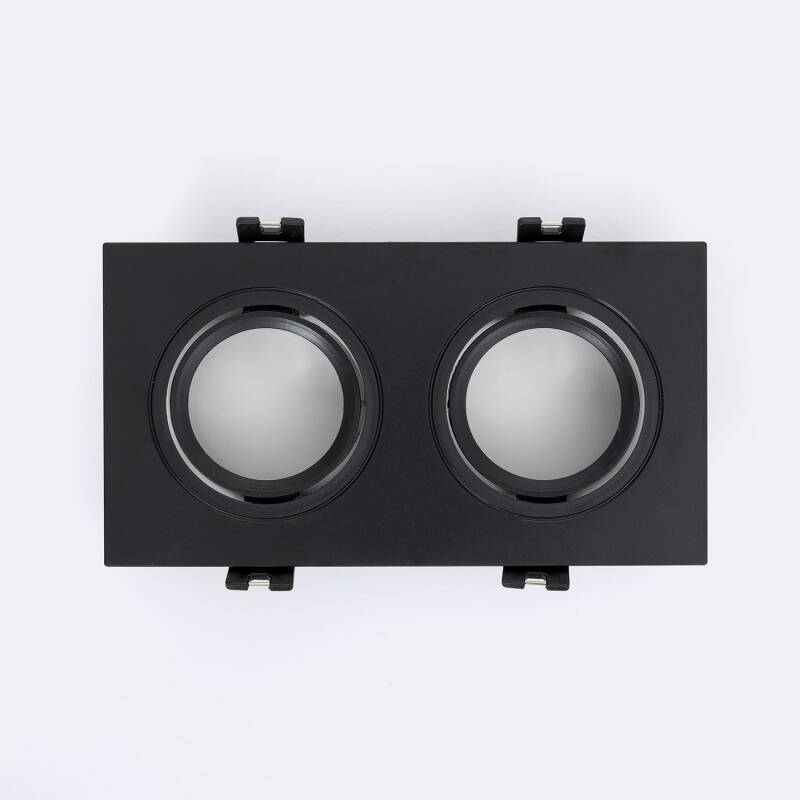 Aro Downlight Cuadrado Basculante para dos Bombillas LED GU10 / GU5.3 Corte 75x150 mm