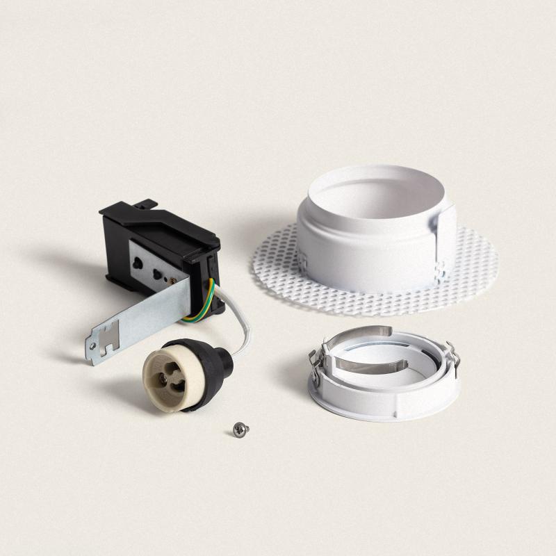 Aro Downlight Integración Escayola/Pladur Circular para Bombilla LED GU10 Corte Ø 80 mm Trimless