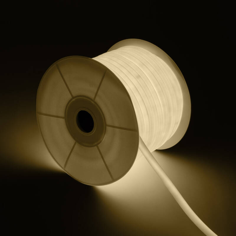 Tira LED Neón Regulable 220V BOBINA 50m Blanco Neutro Circular 360 9W/m Corte 100cm IP67
