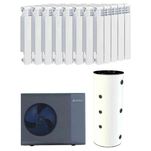 Kit Aerotermia Alta Temperatura 14kW Suneco con Radiadores para 200m2, DI 300L y material de instalación