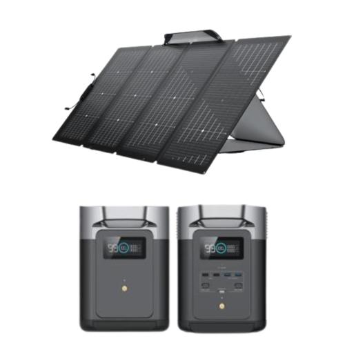 Kit Solar Portátil 12V Ecoflow con Placa Solar Portátil 200W y Pack Estación de Energía Delta 2 con Batería Extra