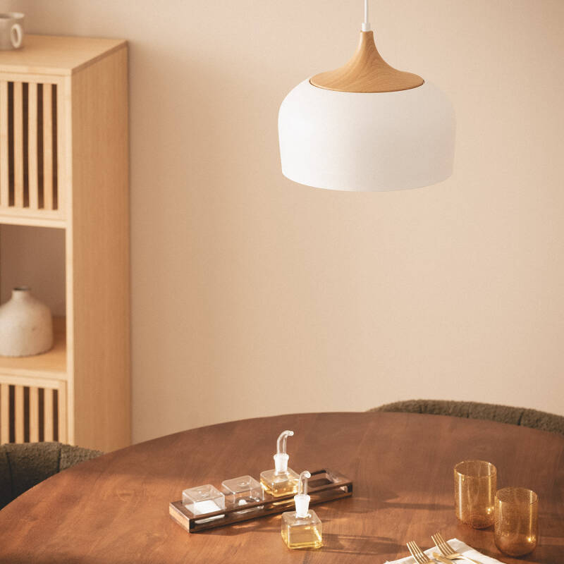 Lámpara Colgante Metal y Madera Serena