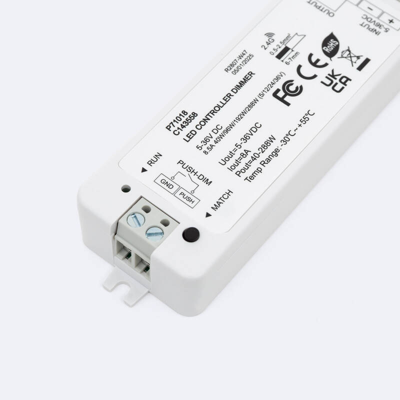 Regulador Tira LED Monocolor 12-24V SKYDANCE V1 Compatible con Pulsador y Mando RF