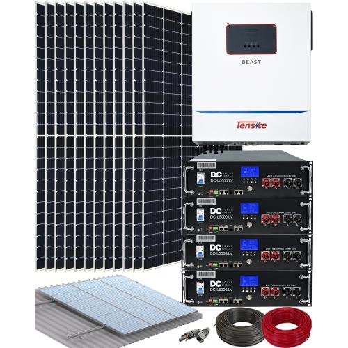 Kit Energía Solar Fotovoltaica Aislada 11kW Tensite con 20kwh Litio y 30kwhdia