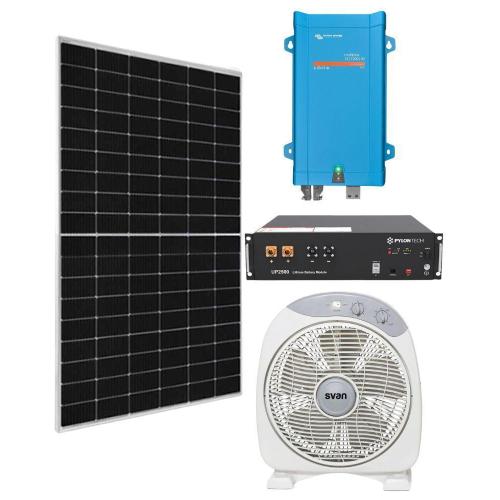 Pack de Ventilador Solar Suelo 35W con Sistema 1200W 24V Litio 4000Whdia