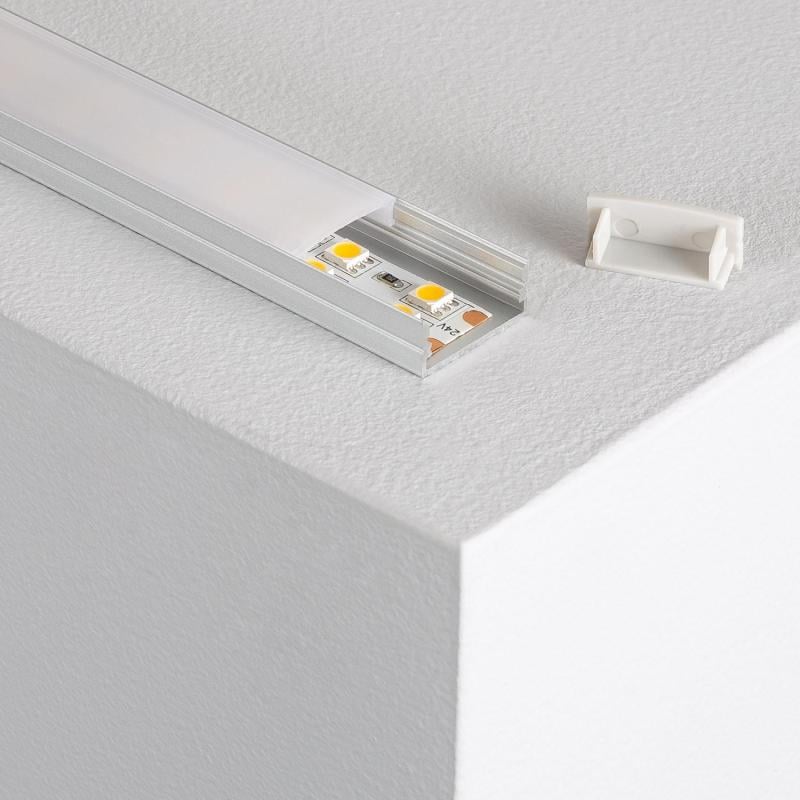 Perfil Aluminio Superficie 2m para Tira LED hasta 20 mm