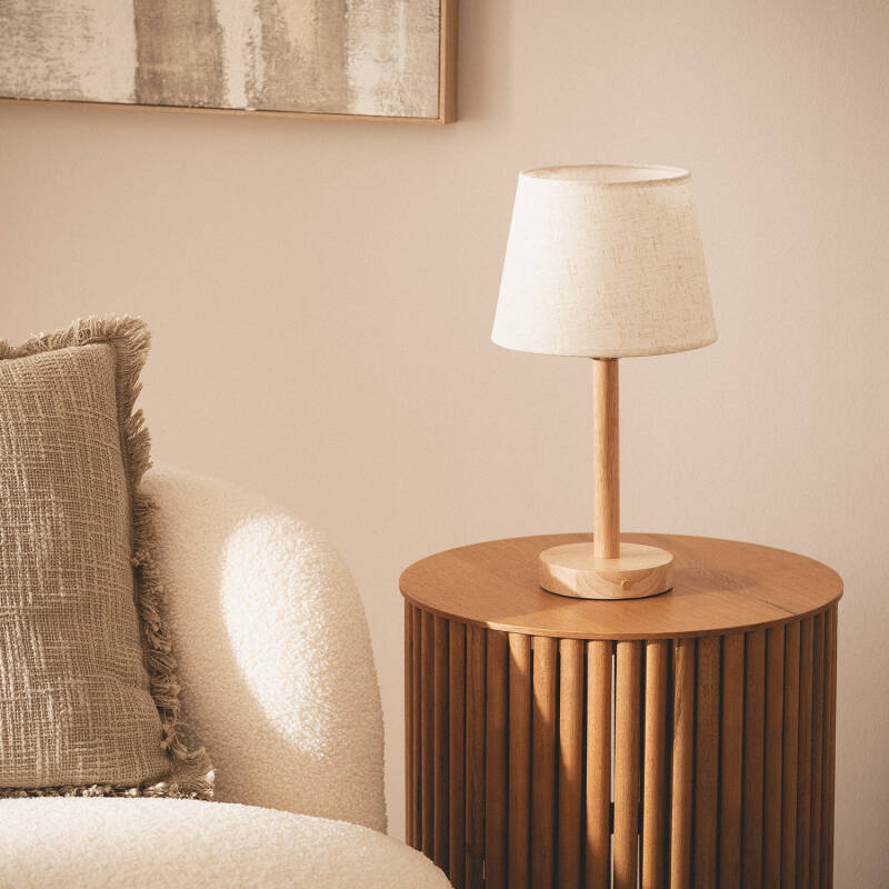 Lámpara de Mesa LED Portátil Madera con Batería USB Recargable Rowy