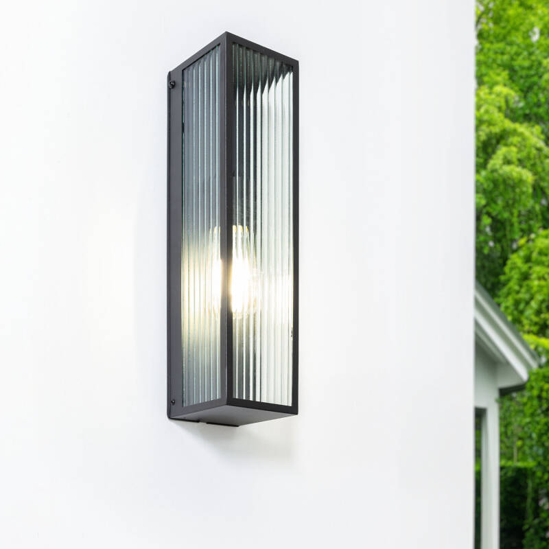Aplique de Pared Exterior Metal y Cristal Taiga