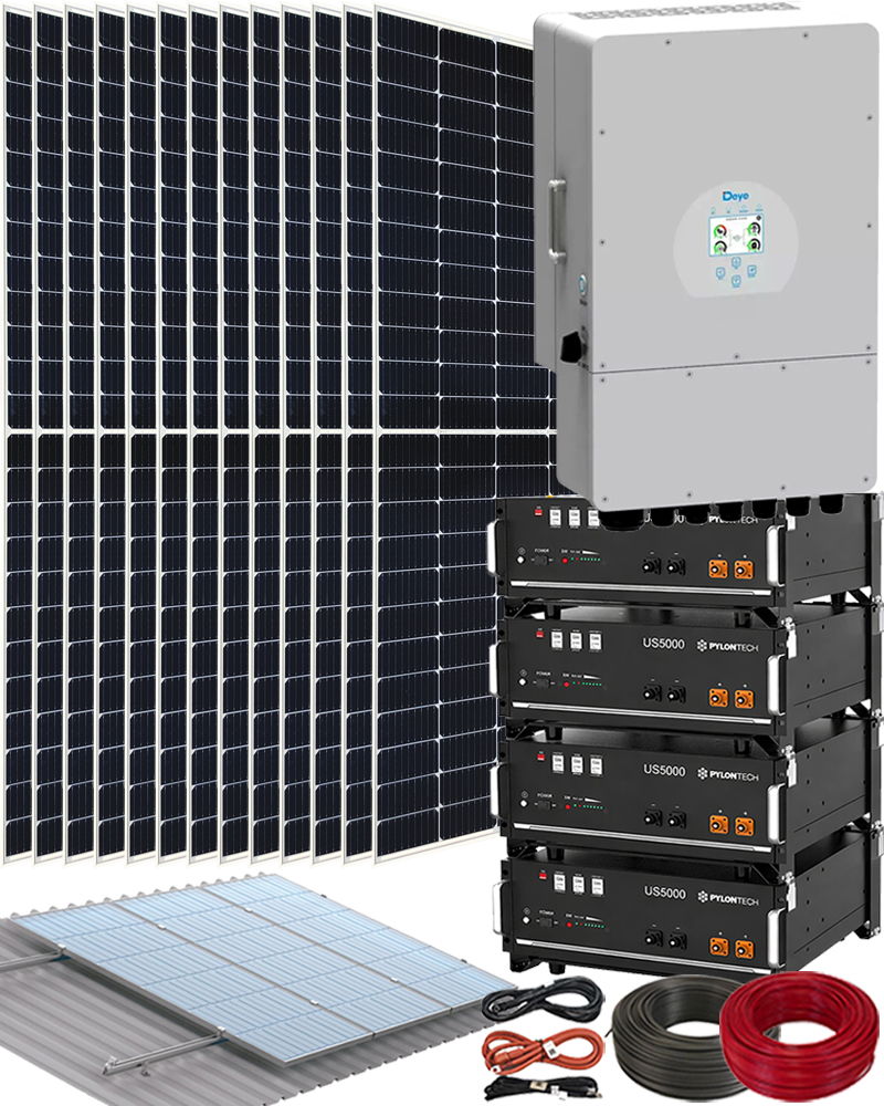 Kit Placas Solares para instalar paneles solares con baterías e Inversor Deye 8000W