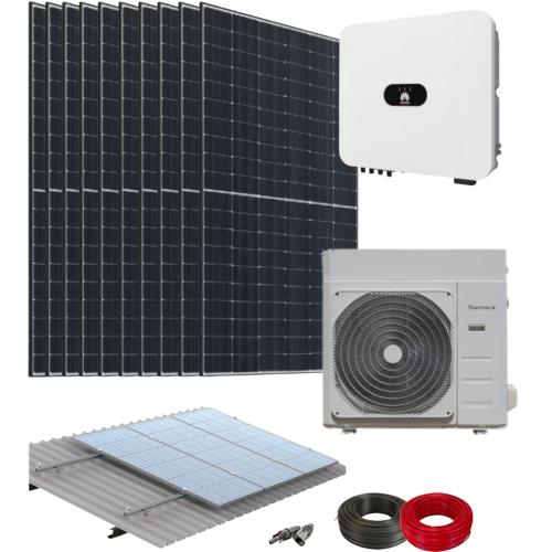 Kit Aerotermia con Placas Solares 10kW Huawei con Bomba de Calor 6kW Thermor con material de instalación