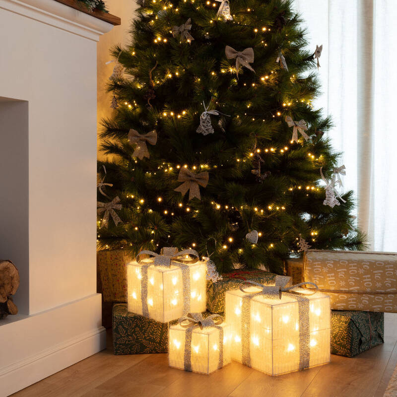 Pack de 3 Cajas Regalo de Navidad LED Ribbon