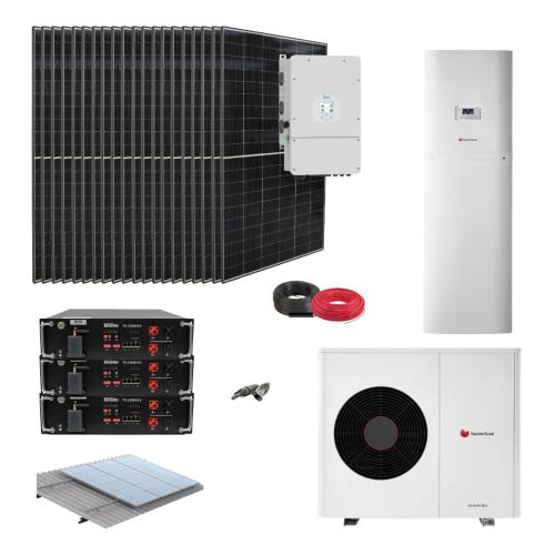 Kit Aerotermia con Placas Solares Deye 10kWh con bomba de calor Genia Air Max 8 Cableado 10,1kW y baterías de litio 15kWh