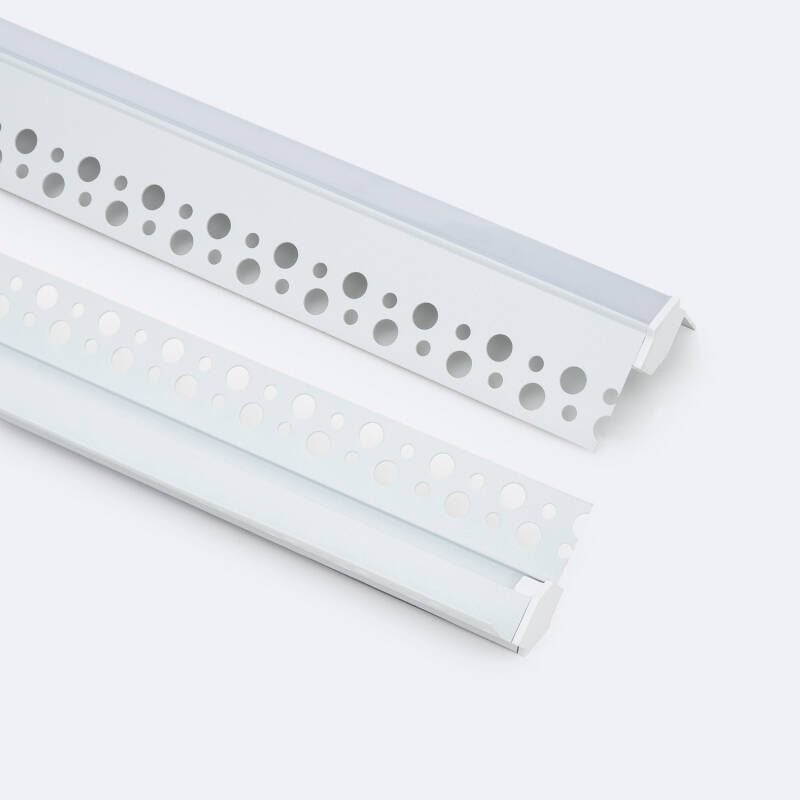 Perfil Aluminio Integrado en Escayola/Pladur Esquina Arista Tira LED hasta 9 mm