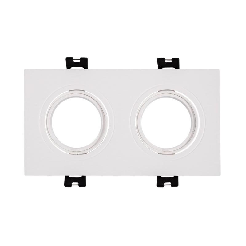 Aro Downlight Cuadrado Basculante para dos Bombillas LED GU10 / GU5.3 Corte 75x150 mm