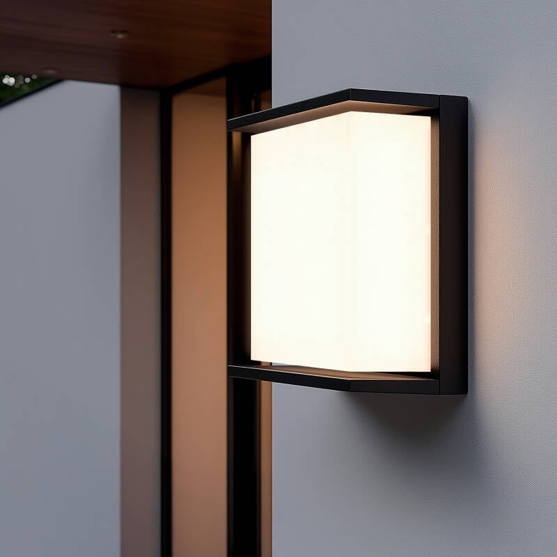 Aplique de Pared Exterior LED 18W Iluminación Cuadrado Negro Rimen IP65