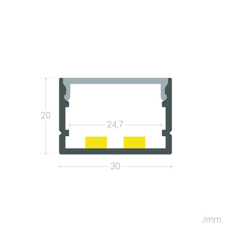 Perfil Aluminio Superficie para Tira LED hasta 22 mm