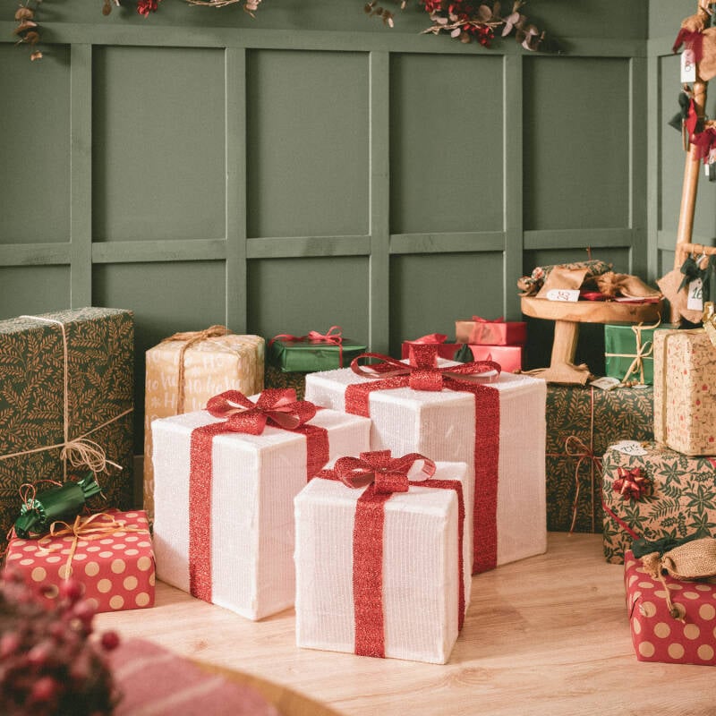 Pack de 3 Cajas Regalo de Navidad LED con Batería Noelle