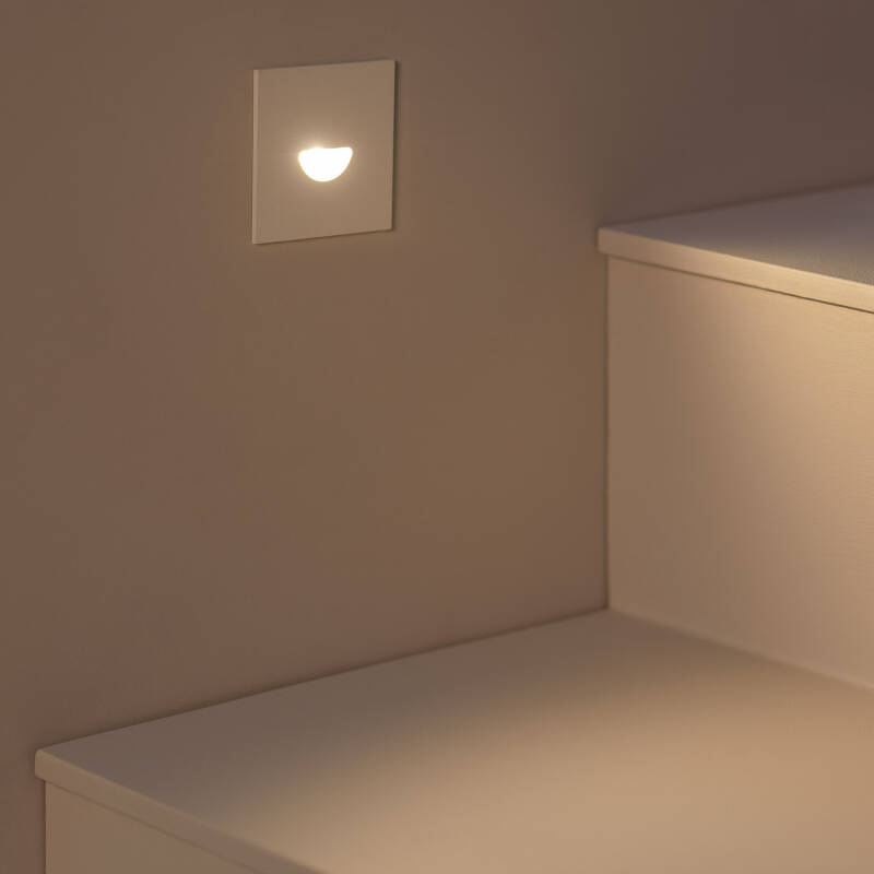 Baliza Exterior LED 2W Empotrable Pared Cuadrado Blanco Guell