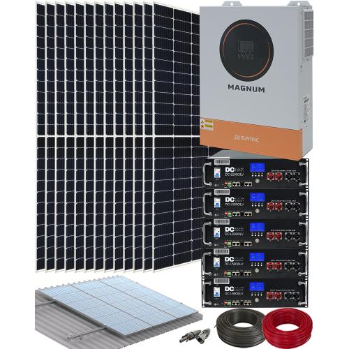 Kit Energía Solar Fotovoltaica Aislada 11kW Magnum con 25kWh Litio y 45kWhdia