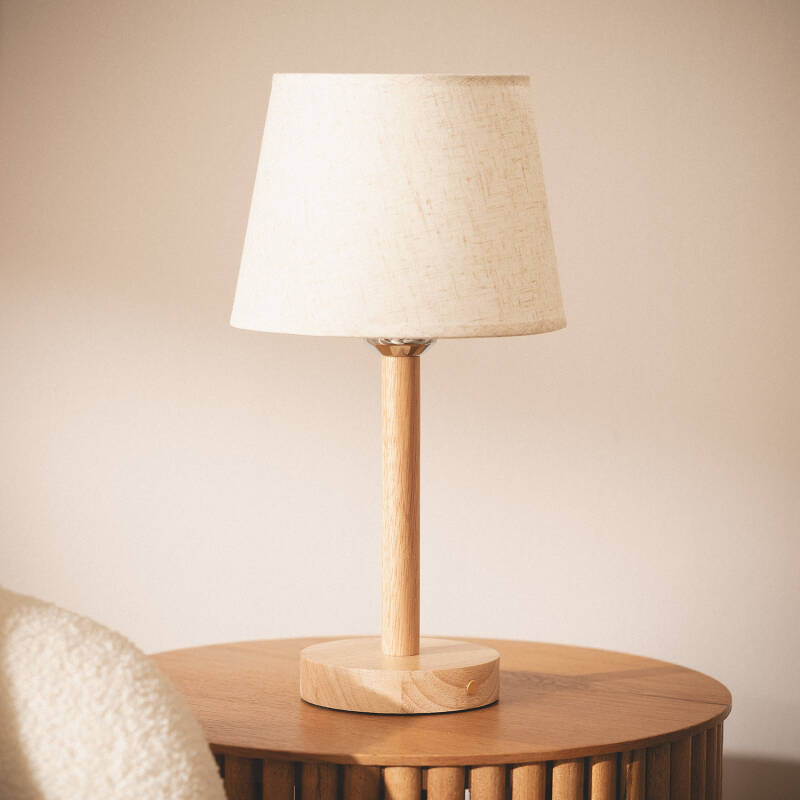 Lámpara de Mesa LED Portátil Madera con Batería USB Recargable Rowy