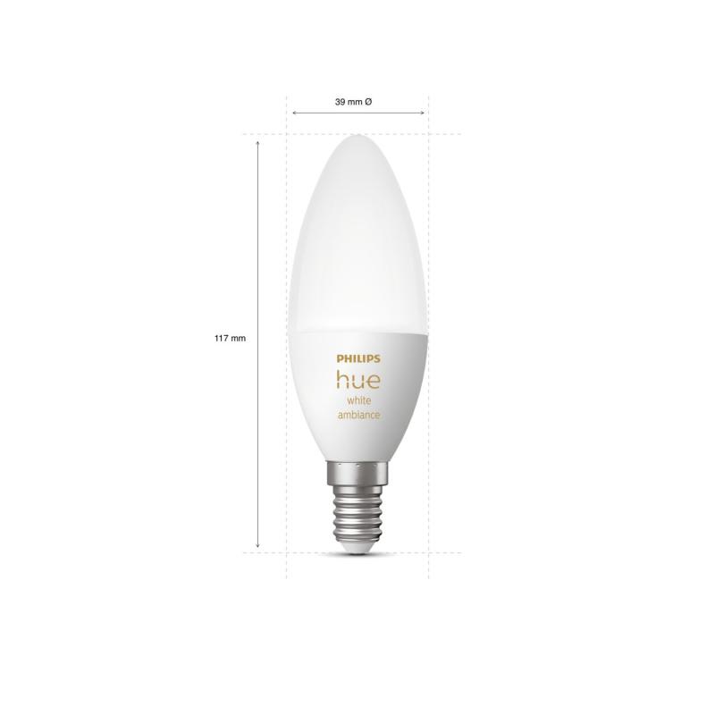 Bombilla Inteligente LED E14 5.2W 470 lm B39 PHILIPS Hue White Ambiance