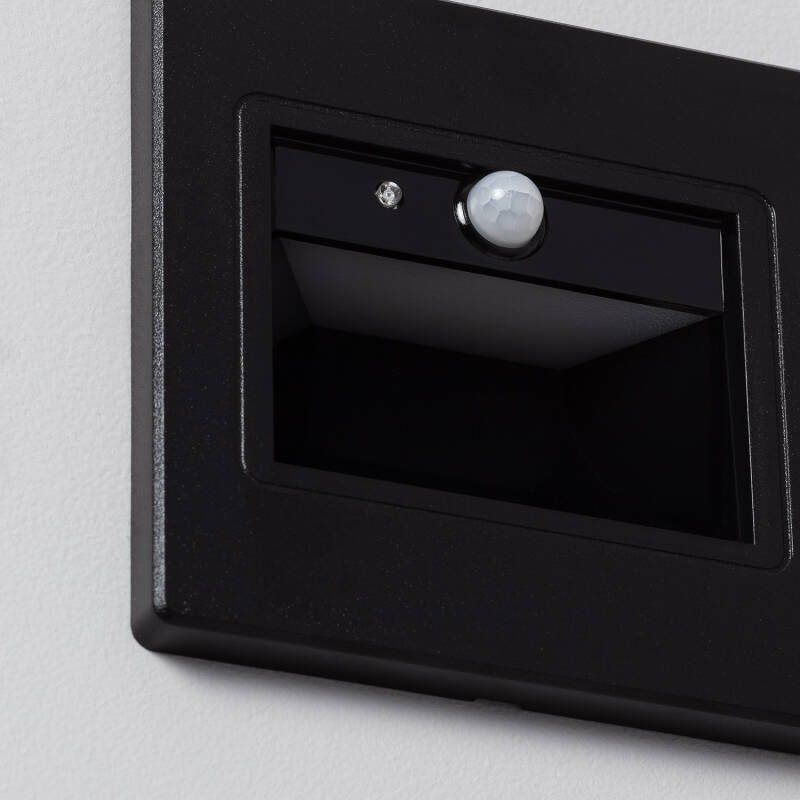 Baliza de Pared LED 1.5W Empotrable con Sensor PIR Bark Negro