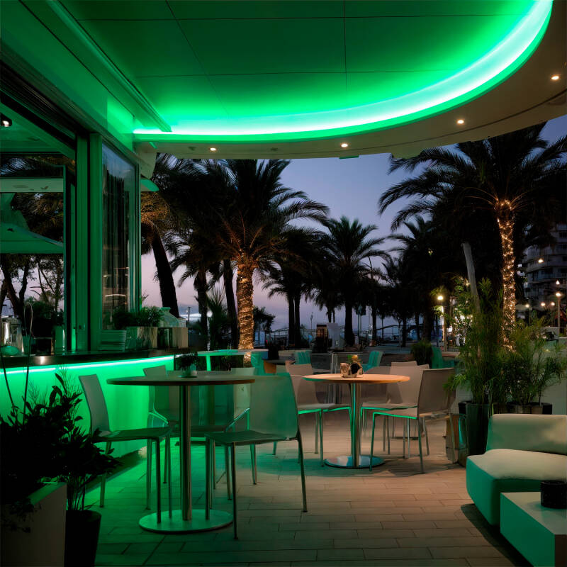 Tira LED Neón Regulable 220V BOBINA 50m Verde Circular 360 9W/m Corte 100cm IP67