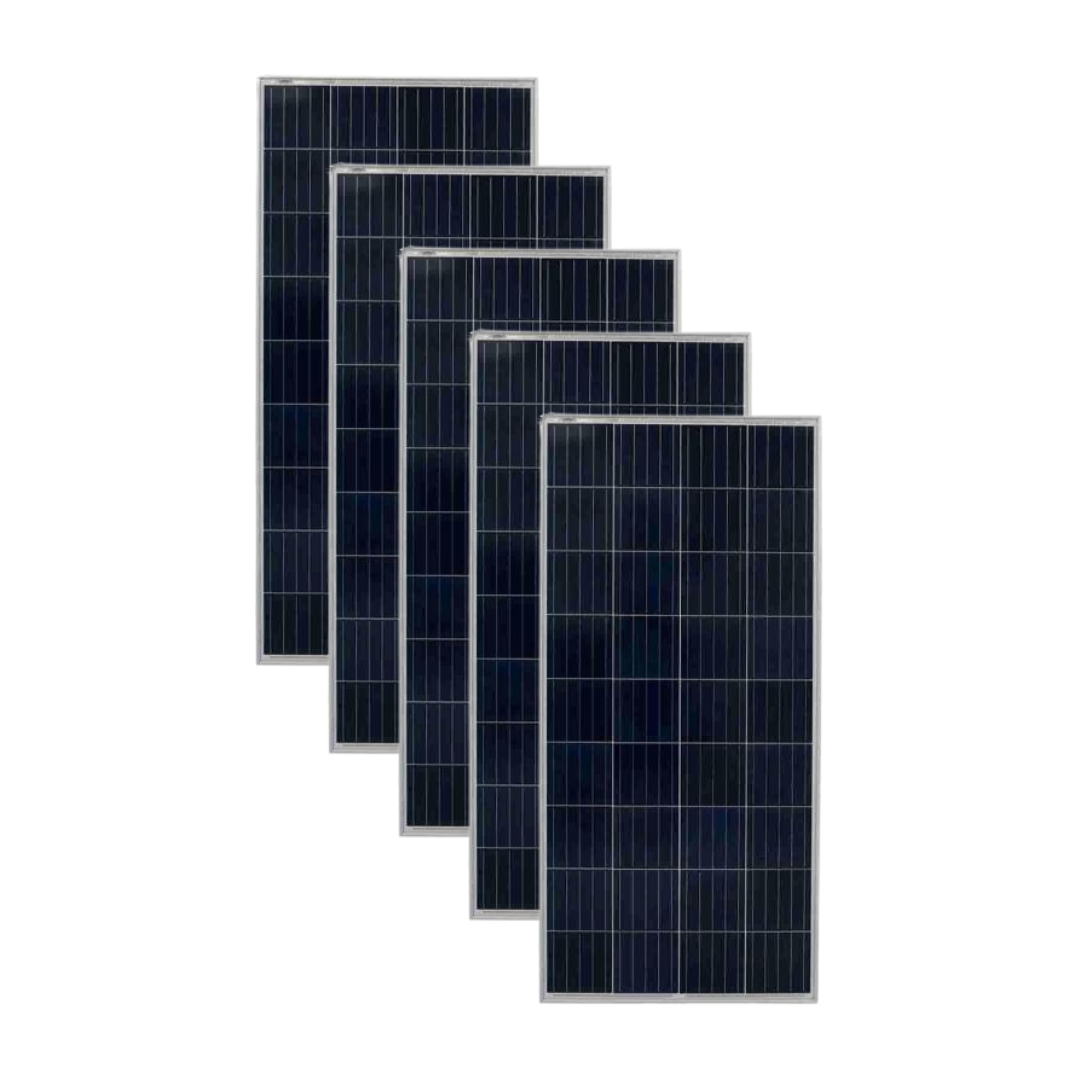 Pack 5 unidades de Paneles Solares 160W 12V Policristalino