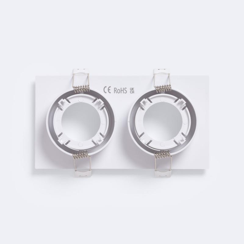 Aro Downlight Cuadrado Basculante para dos Bombillas LED GU10 / GU5.3 Corte 75x155 mm