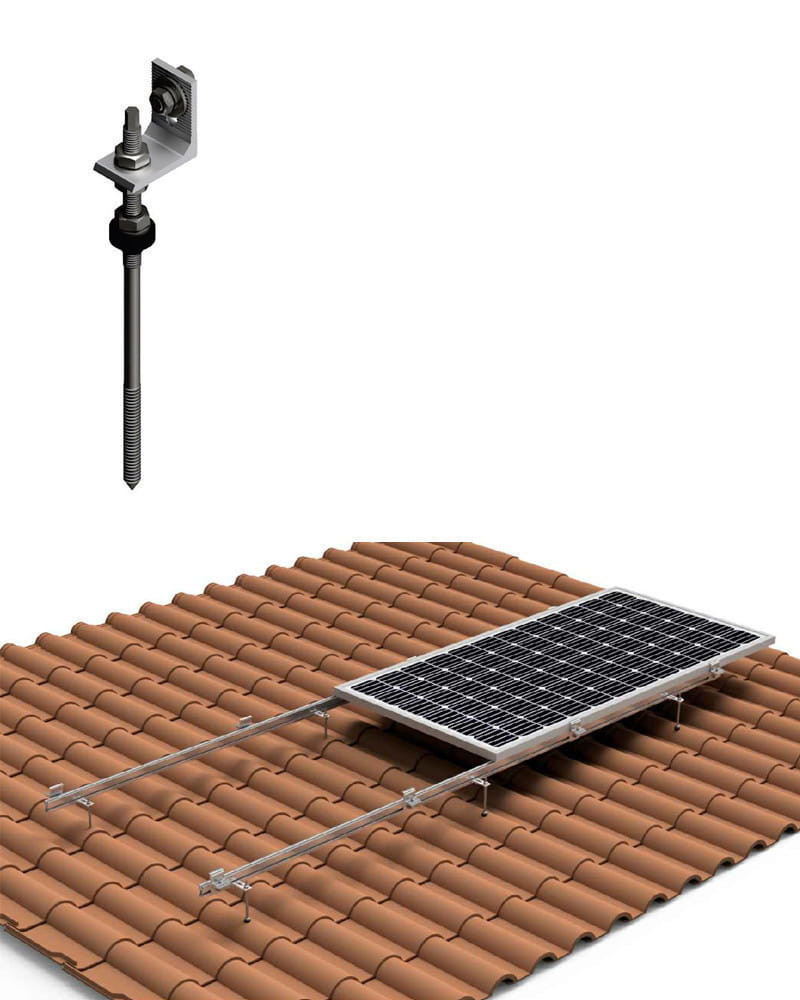 Estructura Horizontal Tejas 2 Paneles Solares con varilla 01H