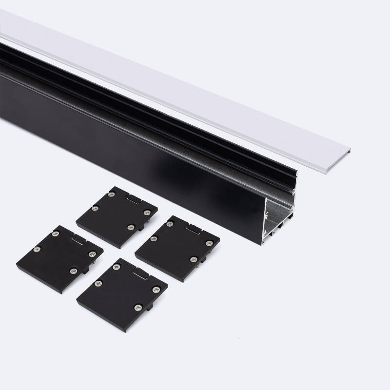 Perfil Aluminio Superficie con anclaje Empotrado mediante clips para Tira LED hasta 24 mm
