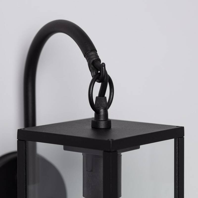 Lámpara de Pared Exterior de Aluminio y Cristal Brazo Superior Atrium Negro
