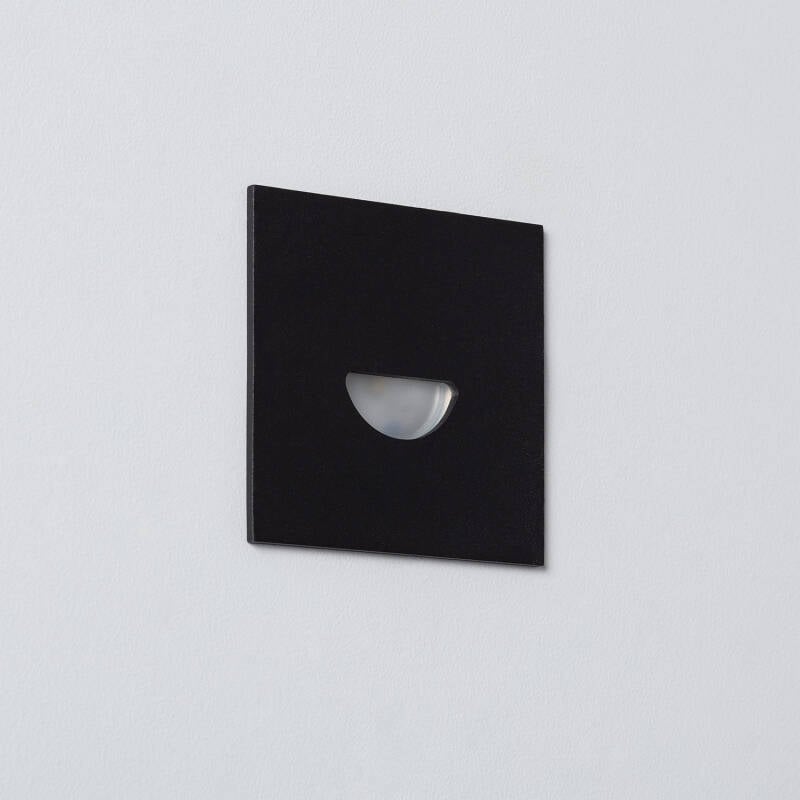 Baliza Exterior LED 2W Empotrable Pared Cuadrado Negro Guell