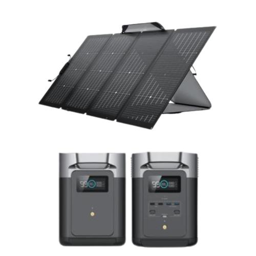 Kit Solar Portátil 12V Ecoflow con Placa Solar Portátil 400W y Pack Estación de Energía Delta 2 con Batería Extra