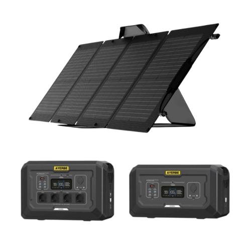 Kit Solar Portatil 110W 12V Estación de Energía AY-2048 y Batería Extra 2048Wh Ayerbe