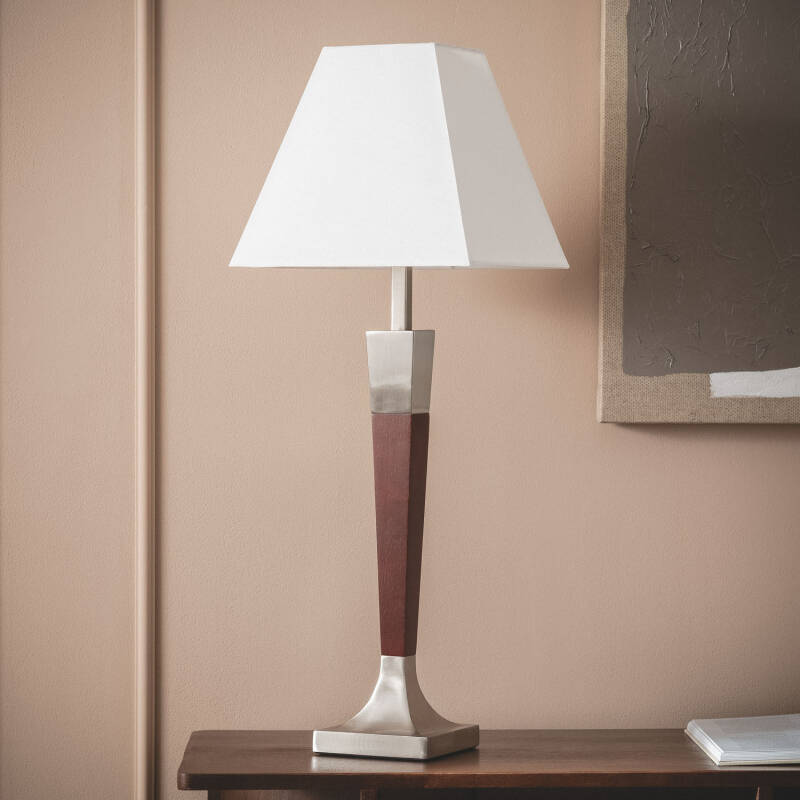Lámpara de Mesa Madera y Metal Lizza Piramis