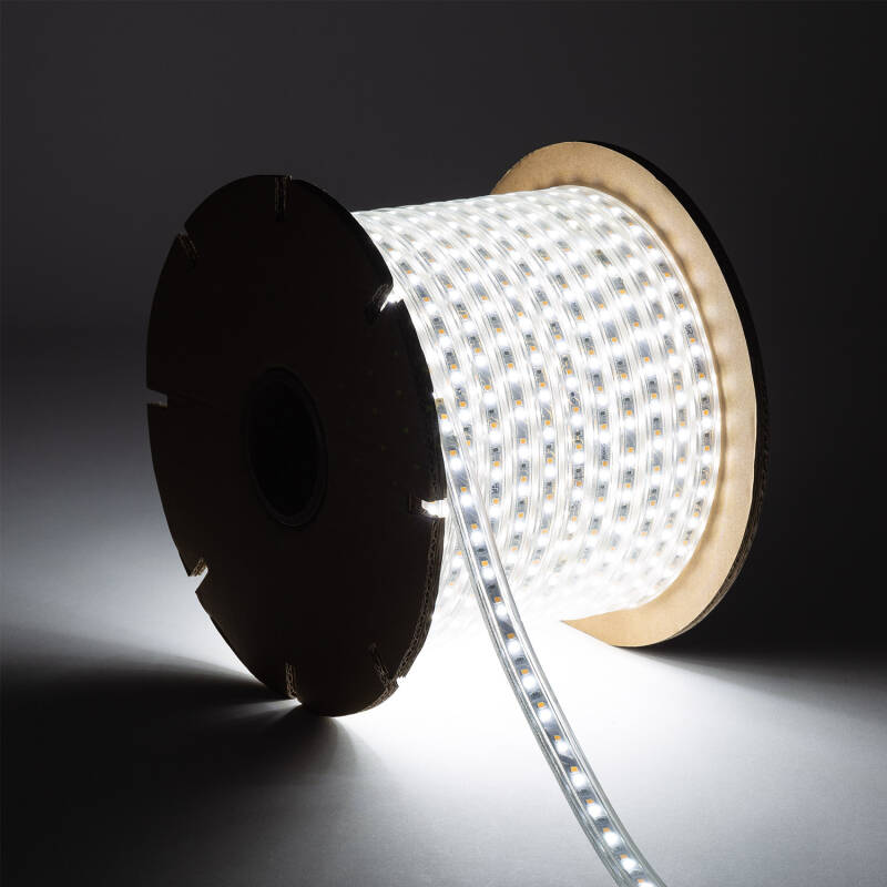 Tira LED CCT 220V 120 LED/m BOBINA 50m 10W/m 900lm/m Ancho 14mm Corte 100cm IP65
